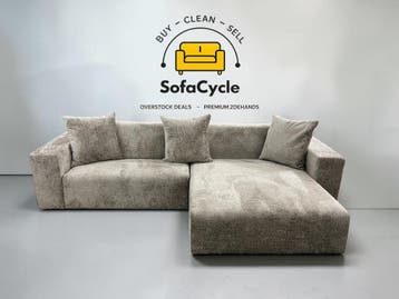OVERSTOCK grijze bouclé zetel met opbergruimte en tafel – un, Verzenden