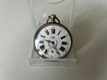 Zakhorloge Zilver met Vogel. - Zilveren Zakhorloge met vogel, Nieuw