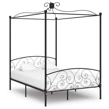 vidaXL Hemelbedframe metaal zwart 120x200 cm, Huis en Inrichting, Slaapkamer | Bedden, Verzenden, Nieuw