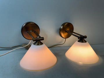 Wandlamp (2) - Set van 2 Vintage Art Deco Wandlampen - Goud