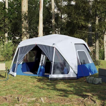 vidaXL Tent met LED 10-persoons snelontgrendeling lichtblauw, Caravans en Kamperen, Verzenden, Nieuw