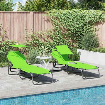vidaXL Opvouwbare zonnebed 2 st oxford Groen, Tuin en Terras, Verzenden, Nieuw