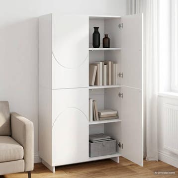 vidaXL Highboard Wit 79 x 41 x 151 cm Bewerkt hout, Verzenden