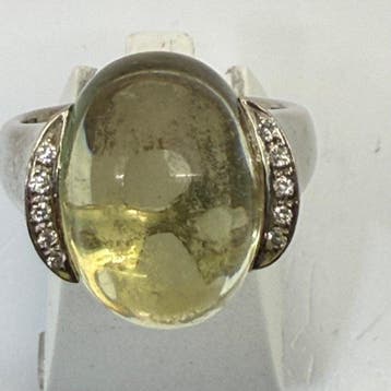 Bague de cocktail - 18 carats Or blanc Citrine - Diamant