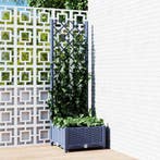 vidaXL Plantenbak met trellis blauwgrijs 40x40x121,5 cm PP, Verzenden