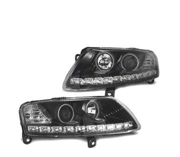 Phares Led Angel Eyes Pour Audi A6 C6 04-08 Noir, Verzenden