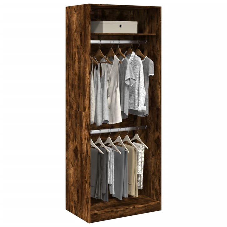 vidaXL Kledingkast 80x50x200 cm bewerkt hout gerookt, Huis en Inrichting, Kasten | Kleerkasten, Nieuw, Verzenden