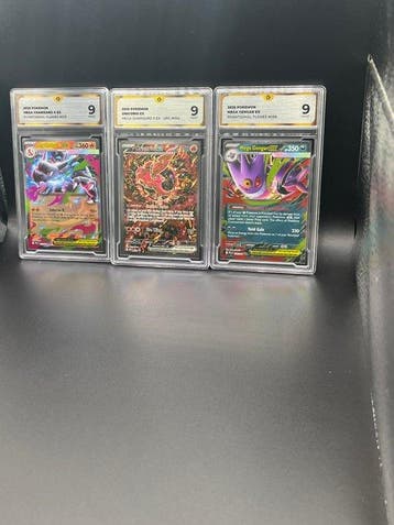 Pokémon - 3 Graded card Mega Gengar & Charizard & Oricorio, Nieuw