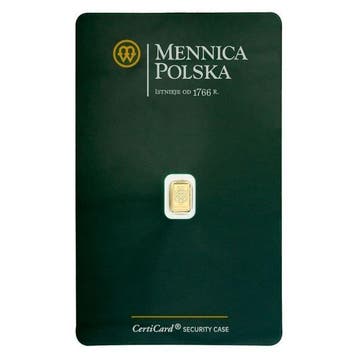 0.25 gram - Goud .999 - .9999 Fine Gold Bar Mint of Poland