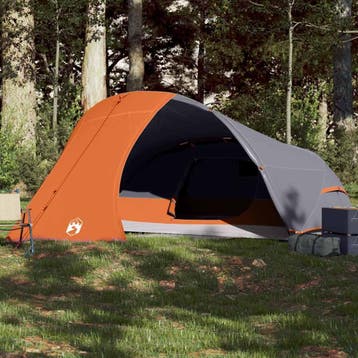 vidaXL Koepeltent 4-persoons waterdicht grijs en oranje, Verzenden, Nieuw