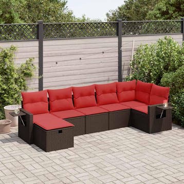 vidaXL 7-delige Loungeset met kussens poly rattan bruin, Verzenden, Nieuw, Loungeset