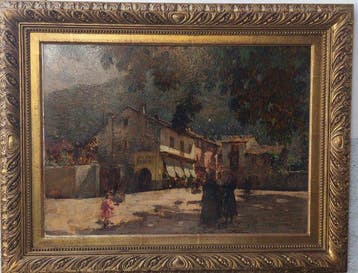 Alessandro Lupo (1876-1953) - Caffe Bordes, Piazza Salera,, Antiek en Kunst