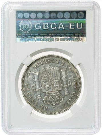 Spanje. Alfonso XIII. 5 Pesetas 1891*91 PGM - GBCA AU50