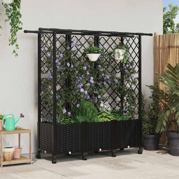 vidaXL Verhoogd Bed met Trellis en Dak Zwart 163,5 x 40 x, Verzenden