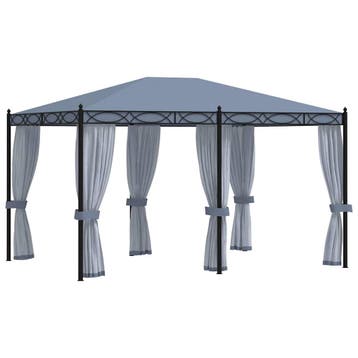 vidaXL Prieel met horren 3x4 m staal antraciet, Verzenden, Nieuw
