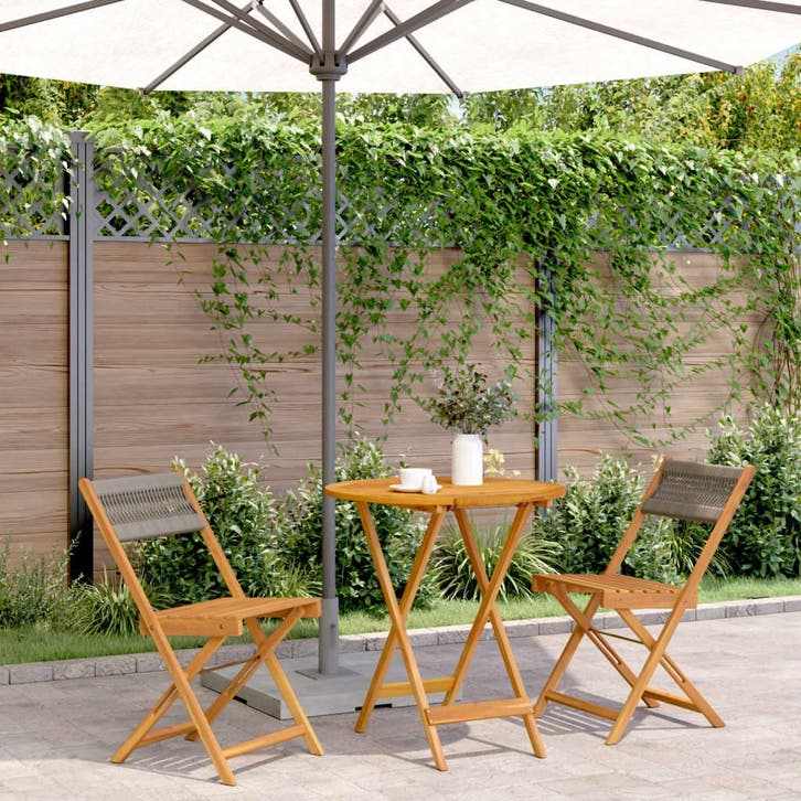 vidaXL 3-delige Bistroset polypropeen en massief hout grijs, Tuin en Terras, Tuinsets en Loungesets, Nieuw, Verzenden