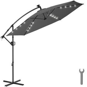 tectake Parasol Artemis, 360° draaibaar, LED-solar, 3 x 3 m, Verzenden, Nieuw