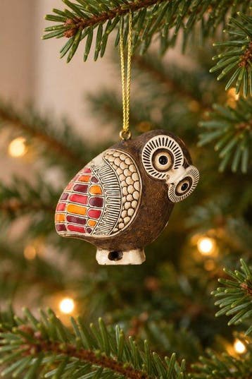 Kerstboomversiering (10) - Hars - Kerstornament met uil, Antiquités & Art