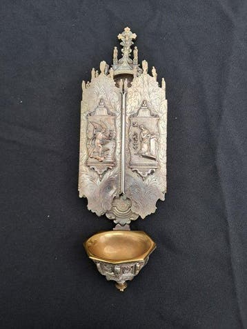 Antiek Wijwatervat - 1890-1910 - Annunciatie - Geboorte van