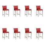 Set van 8 Leren barkrukken Revolt laag - Toledo Red (rood), Nieuw, Leer, Ophalen of Verzenden, 90 cm of meer