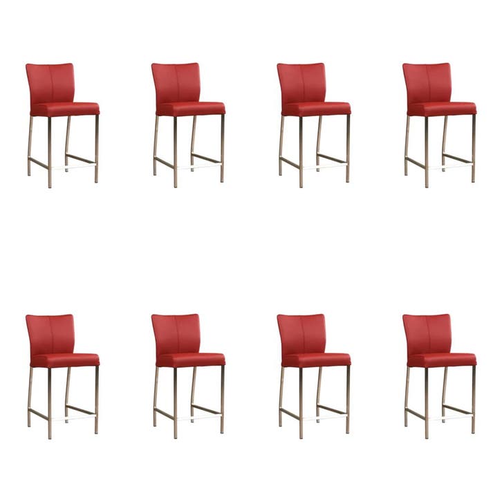 Set van 8 Leren barkrukken Revolt laag - Toledo Red (rood), Maison & Meubles, Tabourets de bar, Enlèvement ou Envoi
