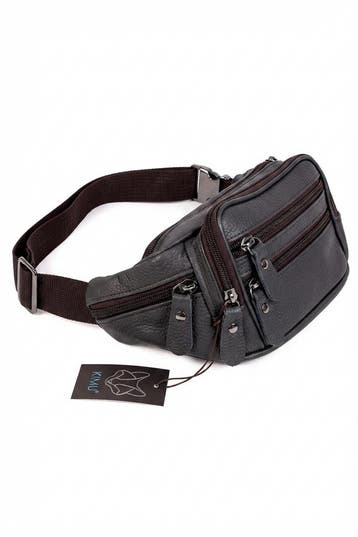 KIMU® Heuptasje Echt Leer Vakjes Taupe Fanny Pack Donkergrij, Handtassen en Accessoires, Tassen | Damestassen, Ophalen of Verzenden
