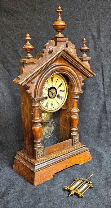 Bureauklok - Junghans - Hout, Messing - 1900-1910
