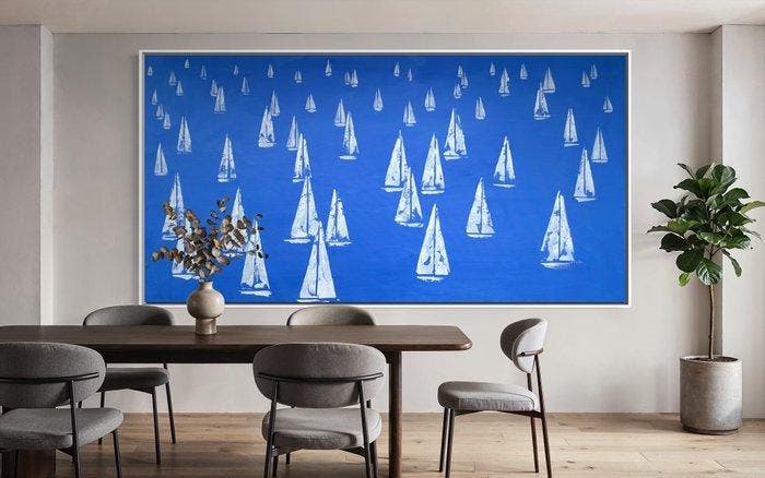 VOLHA - White sails -XXL-Hand painting, Antiek en Kunst, Kunst | Schilderijen | Modern