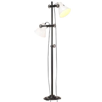 vidaXL Vloerlamp met 2 lampenkappen E27 gietijzer wit, Verzenden