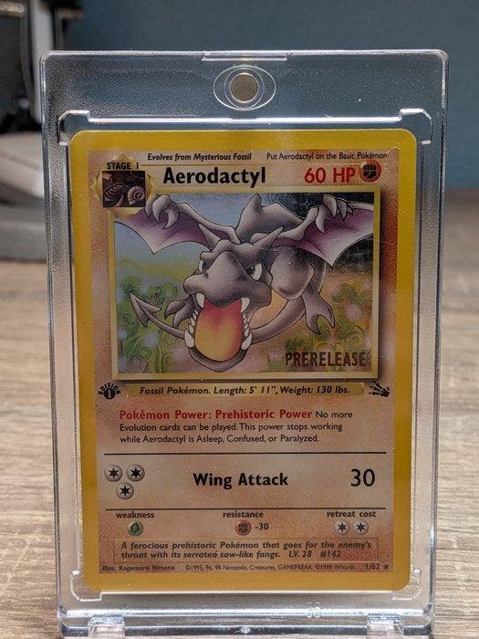 Pokémon - 1 Card - Aerodactyl 1/62 First edition,, Hobby en Vrije tijd, Verzamelkaartspellen | Pokémon