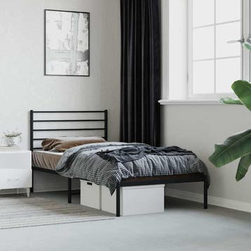 vidaXL Bedframe met hoofdbord metaal zwart 90x190 cm, Verzenden