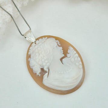 Zilver, Zonder reservering - Cameo - Handgesneden camee