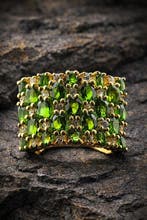 Zilver, Chrome Diopside Cocktail Ring - 925 sterlingzilver