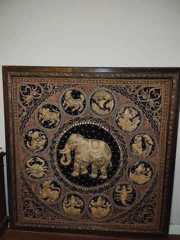 Kalaga-tapijt, met de hand geborduurd - Fluweel - Thailand -