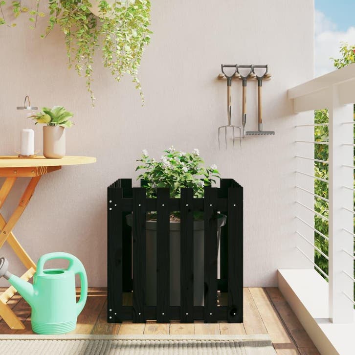 vidaXL Plantenbak met hekontwerp 60x60x60 cm massief, Tuin en Terras, Bloempotten, Nieuw, Verzenden