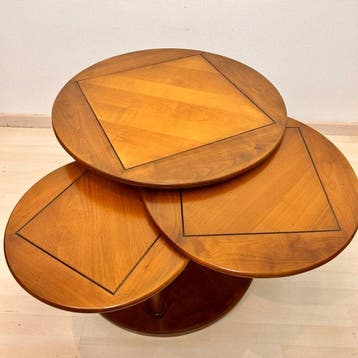 Salontafel - Hout - ronde met roterende plateaus