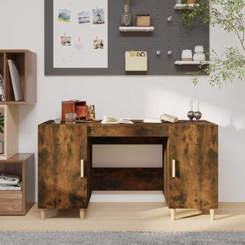 vidaXL Bureau 140x50x75 cm bewerkt hout gerookt eikenkleurig, Huis en Inrichting, Verzenden, Nieuw
