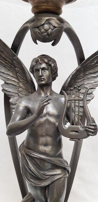 WMF - Tafelmiddenstuk - Tin en handgeslepen glas - Orpheus