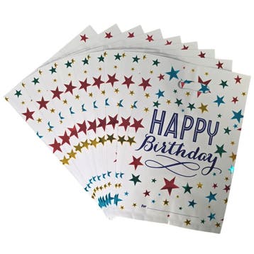 Fako Bijoux - Folie Uitdeelzakjes Happy Birthday - 10 stuks, Diversen, Cadeauverpakkingen, Verzenden, Nieuw