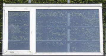 pvc raam , chassis , venster 244 x 134 wit/zwart-bruin, Bricolage & Construction, Châssis & Portes coulissantes, Ophalen of Verzenden
