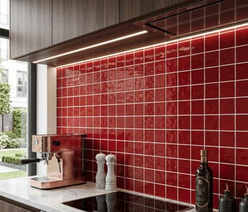 Wandtegel Handvorm Geo Twist Rood Glans 10x10 (Muurtegels), Nieuw, Minder dan 20 cm, 10 m² of meer, Wandtegels
