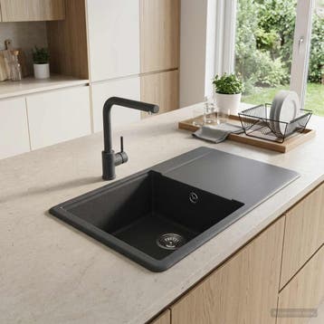 vidaXL Enkele keukenspoelbak Graniet 67 x 46 x 19 cm Grafiet, Verzenden, Nieuw