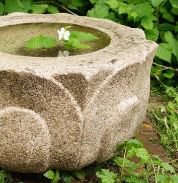Waterbak in de vorm van een bloeiende lotus. - Graniet -