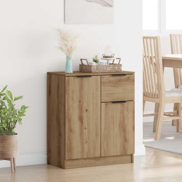 vidaXL Dressoir Artisan Eiken 60 x 30 x 70 cm Bewerkt hout, Huis en Inrichting, Kasten | Dressoirs, Verzenden, Nieuw