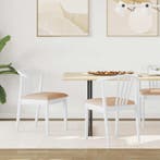 vidaXL Eetkamerstoel 2 pcs Wit en Bruin Massief Rubberhout, Verzenden, Nieuw