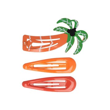 Haarspeld Klikklak 5cm - Palmboom - Epoxy - Oranje - Set van, Nieuw