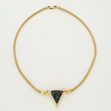 Collier - 14 carats Or jaune - Diamant - opale, Nieuw