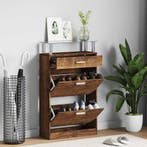 vidaXL Schoenenkast 63x24x104 cm bewerkt hout gerookt, Verzenden, Nieuw
