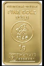1 gram - Goud .999 - Heimerle + Meule, Germany - Verzegeld