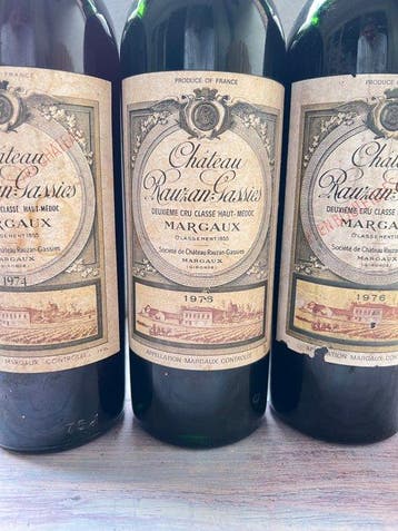 1974 , 1975 & 1976 Chateau Rauzan-Gassies - Margaux 2ème, Nieuw